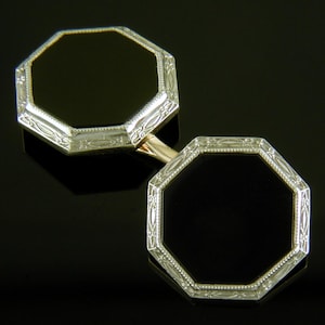 Art Deco &quot;Onyx Jazz&quot; Tuxedo Set created by Larter & Sons in 14kt Gold circa 1925