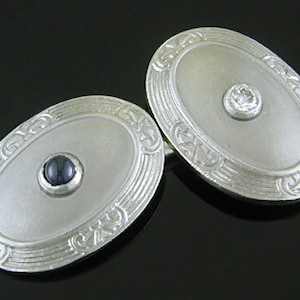 Art Deco Sapphire and Diamond Cufflinks crafted in Platinum and 14kt Gold circa 1925