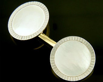 Art Deco Platinum and MOP Cufflinks created by Carrington & Co. in 14kt Gold and Platinum circa 1925