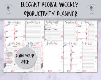 Printable Planner Bundle | Weekly Planner | Daily Planner | Productivity Planner | Minimal Planner | Elegant Planner | US Letter | A4 | A5 |