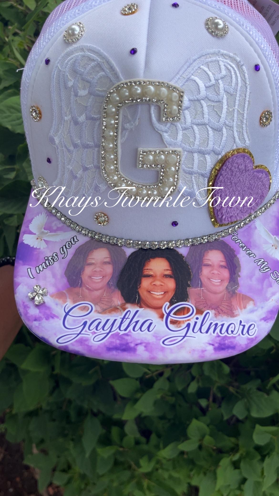 Custom Funeral Memorial Trucker Hat – Rhinestone Angel Tribute With ...
