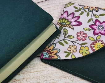 Book Cover for Paperback with Free Corner Bookmark, Handmade in Cotton