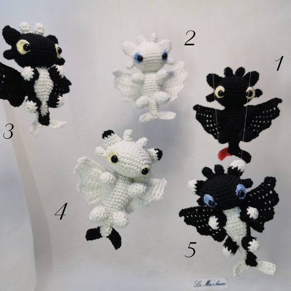 krokmou dragon furie nocturne furie éclair fluorescent amigurumi kawaii fait main au crochet