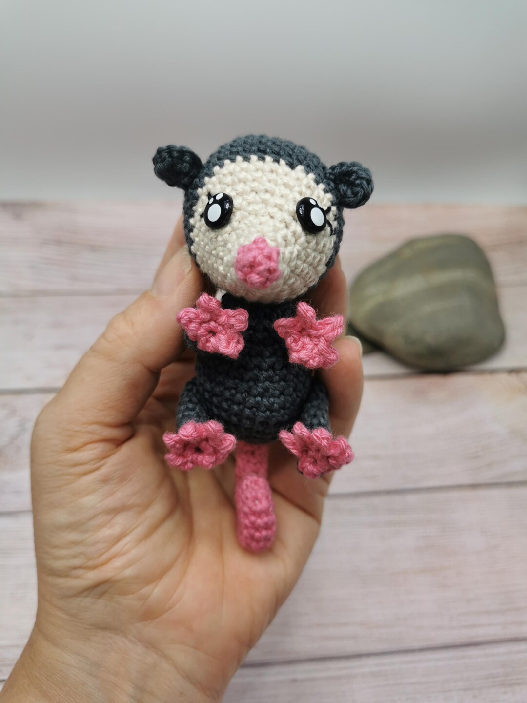 Amigurumi Opossum Paulette – Handmade Crochet Keychain or Plush