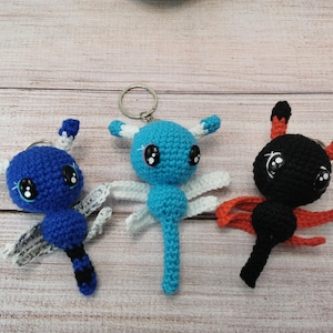 Crocheted Blue Dragonfly – Handmade Keychain