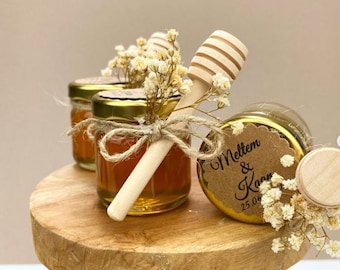 Mini honey jars favors for weddings or celebrations | Nehir Bonboniere