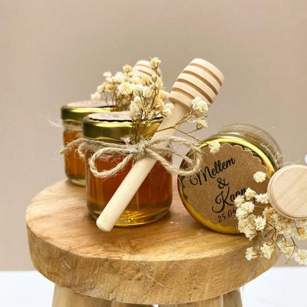 Mini honey jars guest gifts for weddings, engagements, baptisms, communions, birthdays, company celebrations or parties | Nehir candy dish