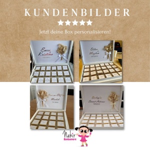 Schokobox Gold foliert mit Strauß für Hochzeiten, Verlobungen, Geburtstage, Taufe oder Partys Bild 7