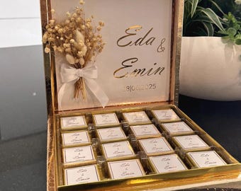 Chocolate box gold foiled with bouquet for engagements, weddings, birthdays, baptisms or parties