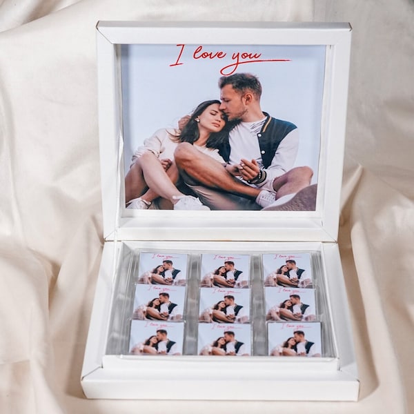 Schokokladen Box personalisiert mit Bild - Perfekt für Geschenke an den Partner, Valentinstage oder Geburtstage