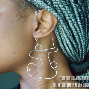 abstract asymmetric hooks (pair) | silver ear cuff no piercings needed dangle ear cuffs ear crawler handmade