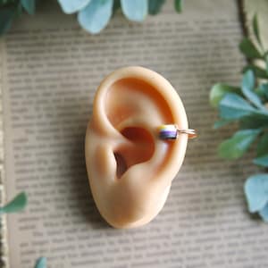 nonbinary flag ear cuff | ear cuff, no piercings needed, ear crawler, fake cartilage piercing enby pride