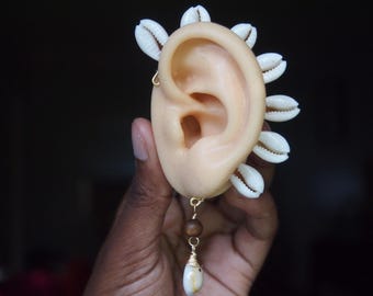 Cowrie Shell Ear Cuff | African Jewelry, Adjustable (single) - Etsy