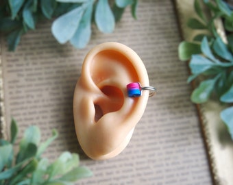 bisexual flag ear cuff | ear cuff, no piercings needed, ear crawler, fake cartilage piercing pride