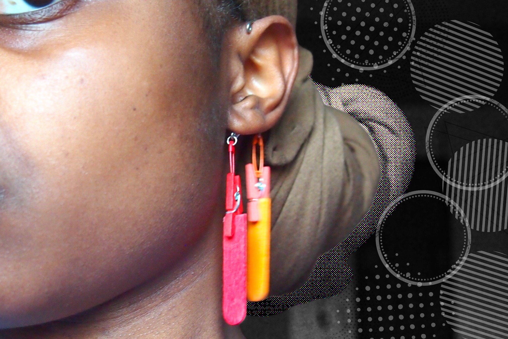Popsicle Stick Safety Pin Hooks Asymmetrical Pair Ear Cuff No Piercings Needed Dangle Ear Cuffs Ear Crawler