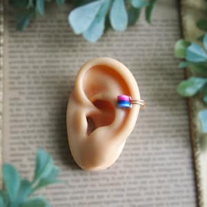 omnisexual flag ear cuff | ear cuff, no piercings needed, ear crawler, fake cartilage piercing pride