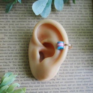 transgender flag ear cuff | ear cuff, no piercings needed, ear crawler, fake cartilage piercing pride