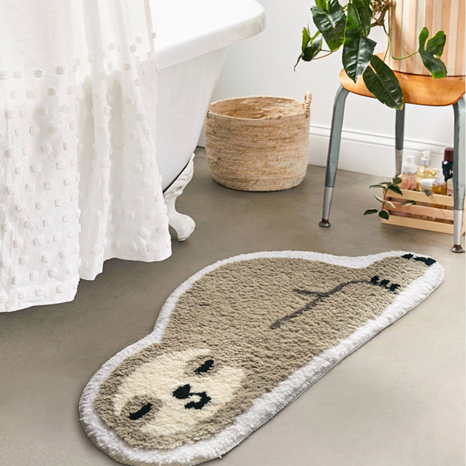 Super Cute Sleeping Sloth Rug Lazy Sloth Bath Mat Cartoon Etsy