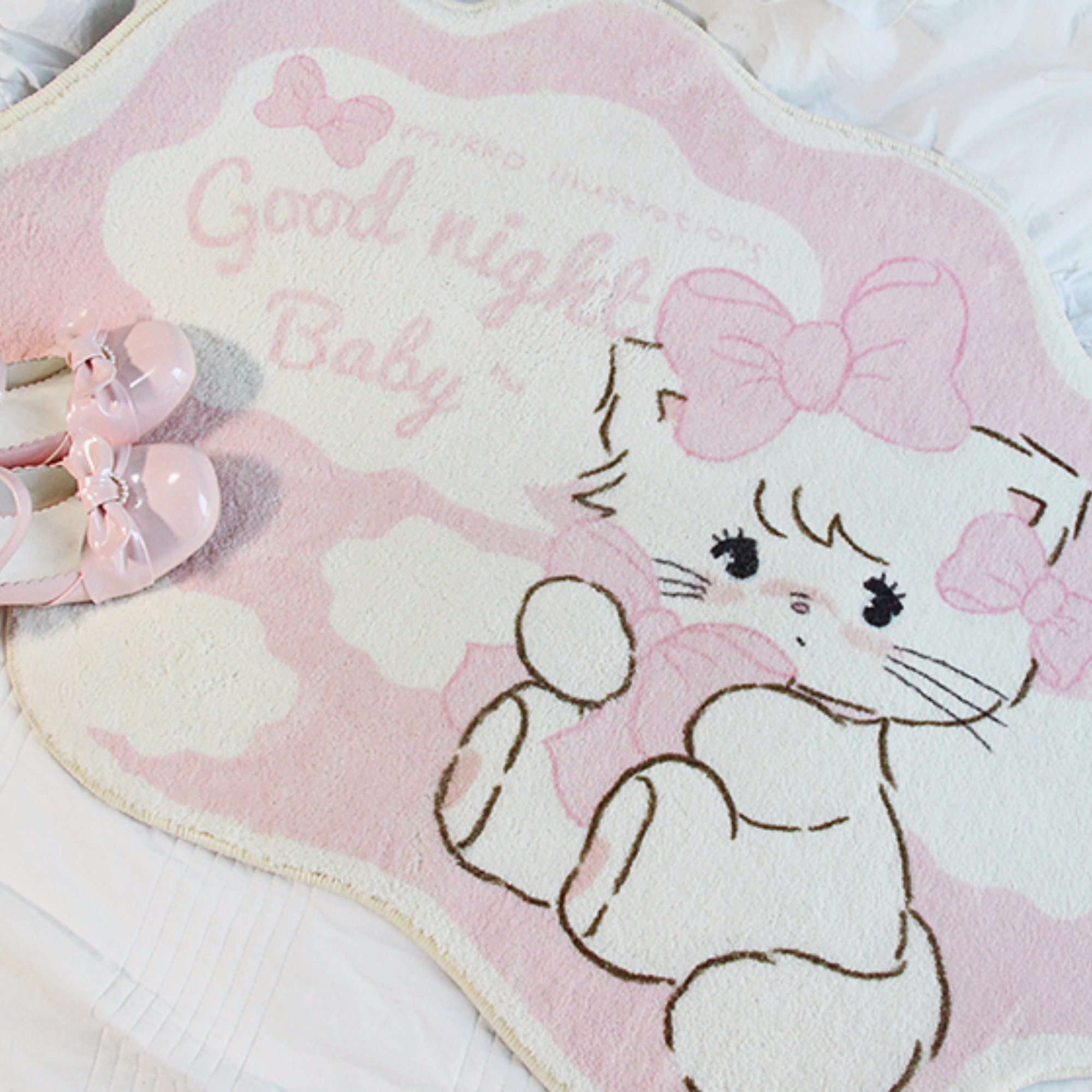 Super Cute Mikko Cat Rug Kawaii Pink Cat Bedside Carpet Etsy