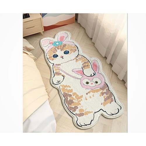 Super Cute Cat Shape Rug Kawaii Bride Cat Door Mat Cartoon Etsy