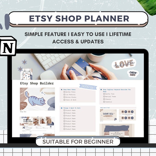 Notion Template Etsy Shop Planner, Notion Business Planner für Etsy Verkäufer, All In One Notion Dashboard, Digitaler Planer für kleine Unternehmen