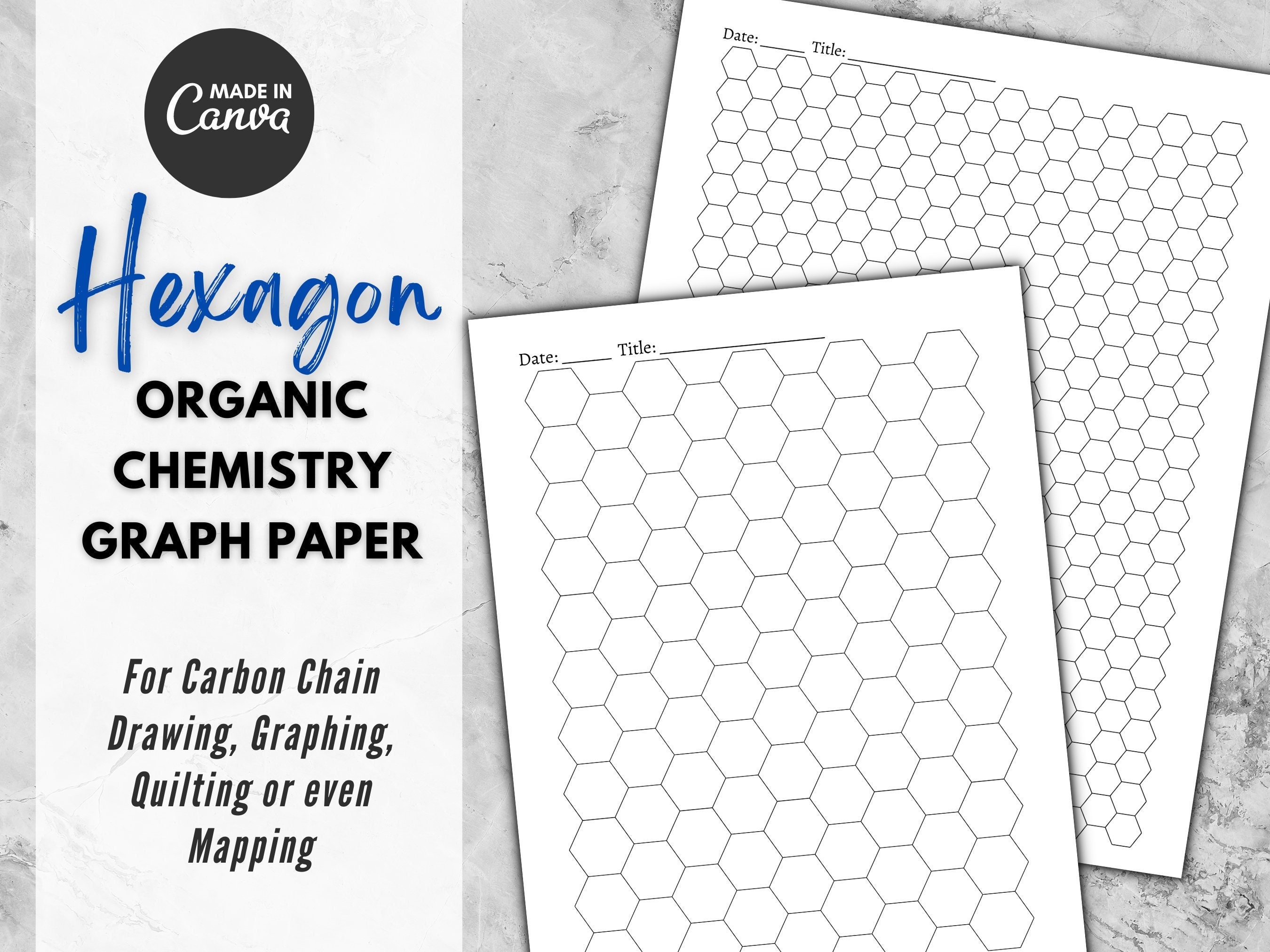 organic chemistry biochem hexagon paper printable hexagonal etsy