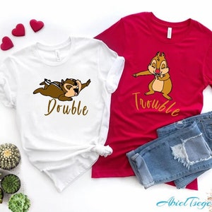 T-SHIRT pregnancy maternity clothing for twins Disney Babies Chip & Dale 2 little Boys are coming pregnant lady CUSTOMIZABLE with names