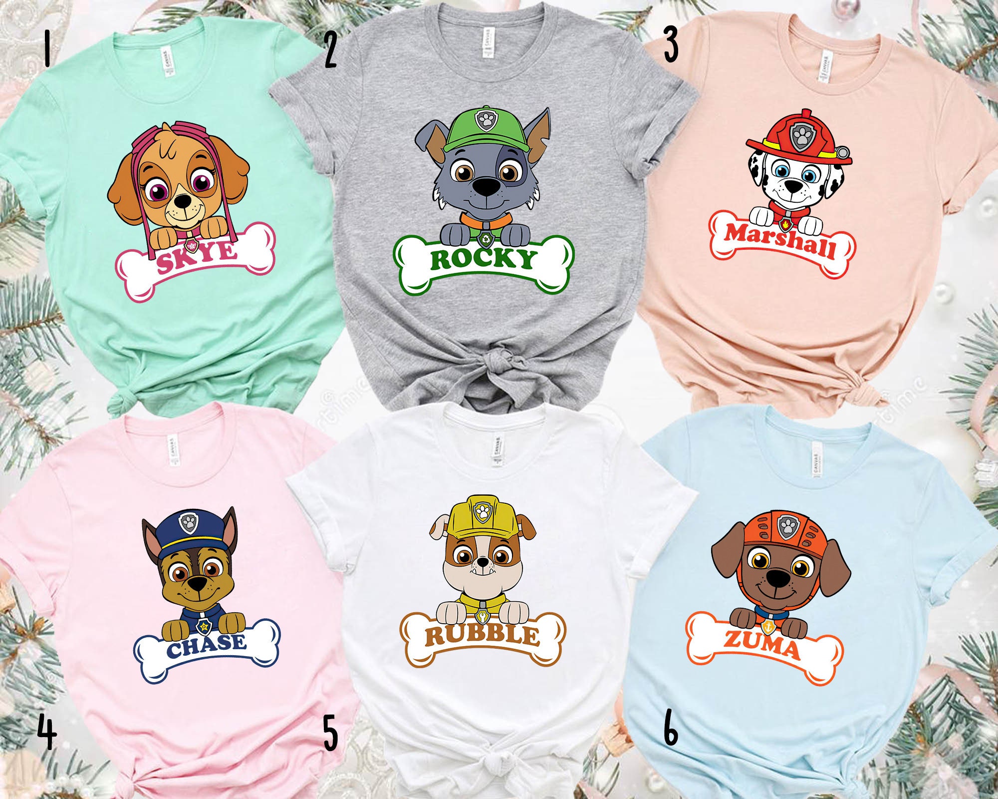 Paw Patrol Shirt Paw Patrol Character Shirt Matching Paw Etsy