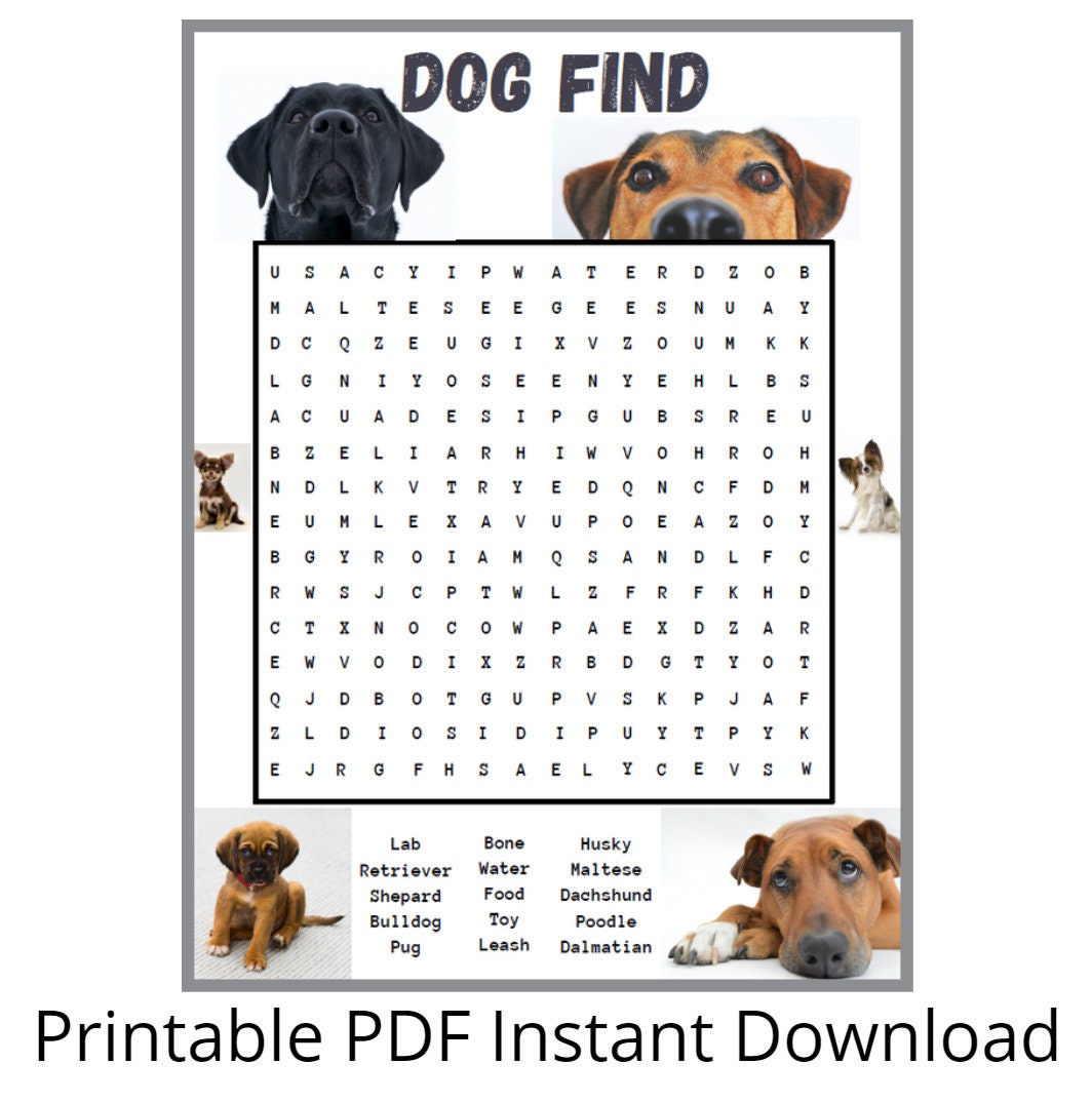 dog word search and maze etsy