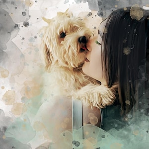 Ritratti ad acquerello personalizzati, utilizzando foto di animali domestici, ritratti digitali personalizzati di cani, ritratti di gatti, ritratti di cani personalizzati, opere d'arte commemorative personalizzate per animali domestici