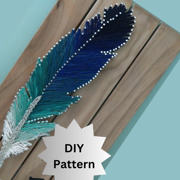 String Art Feather, feather string art, feather wall art, feather string art pattern, string art feather pattern, DIY string art pattern