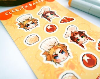 FF7R Bakery- Cloud and Aerith Vinyl GLOSSY Sticker Sheet
