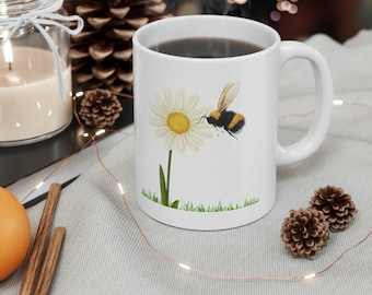 Bee Mug Flower Cup Bee Cup Bumblebee Coffee Mug Queen Bee Save the Bees Honeycomb Mug Gardening Best Friend Gift For Her Gifts For Women