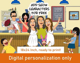 SALE! Personalized Bob Burgers Couple Digital Portrait - Ready to print