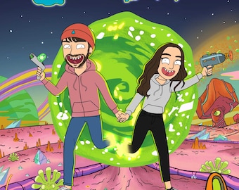 Custom Drawing Rick n Morty theme Portrait, Personalized gifts | Custom Printable Artwork!