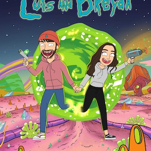 Custom Rick n Morty theme Portrait: Personalized Digital Art Gift