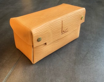 Tea Box, tea case, leather box, leather case, pen case, pencil case, pen box, pencil box, valet tray, vegtan leather, handmade in France