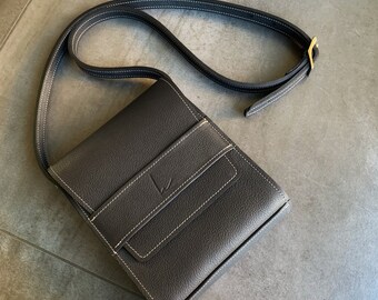 Compacte messenger tas, schoudertas, tas tas, lederen tas, handgemaakt, gemaakt in Frankrijk, upcycled luxe leer