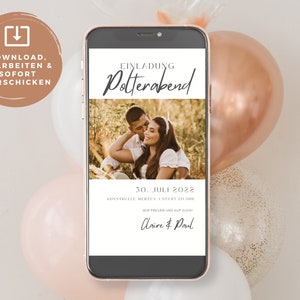 Digital invitation to the bachelorette party &quot;Claire&quot; mobile cell phone format to send online eCard Download Template minimal