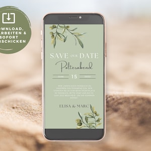 Digital invitation to the bachelorette party &quot;Olives&quot; mobile cell phone format to send online eCard Download Template minimal