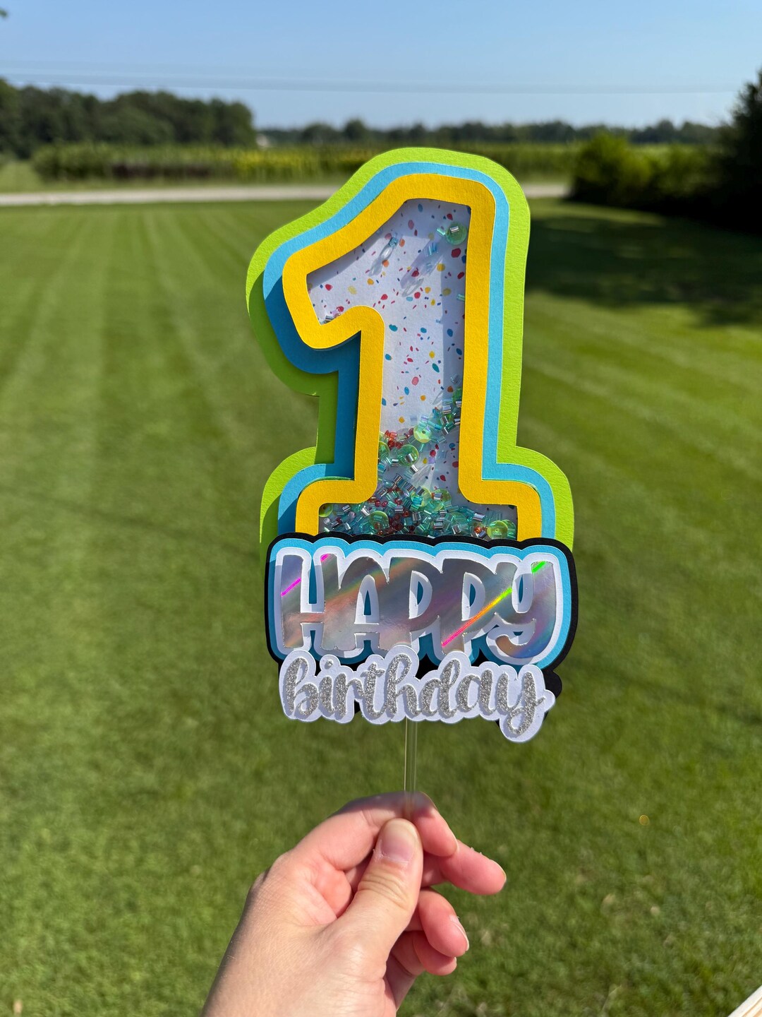 Confetti 1st Birthday Cake Topper: Glitter Number One Decoration - Etsy