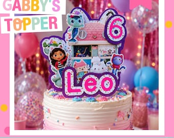Gabby / Casa de Muñecas de Gatos / Adorno para Pastel de Cumpleaños / Cumpleaños de Niña / Adorno Personalizado para Pastel / Cumpleaños de Gabby / Fiesta de Cumpleaños de Gatos / Niña Pequeña