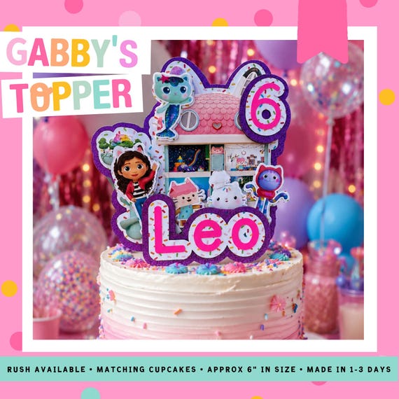 Gabby | Cat Doll House | Birthday Cake Topper | Girl Birthday |Personalized Cake Topper | Gabby Birthday | Cat Birthday Party | Toddler Girl