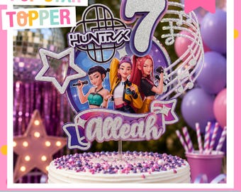 Pop Star Hunters Cake Topper | Girl Pop Music Birthday Party Decor | Tween Girl Birthday | Personalized Name Age | Music Birthday | 3D Cake