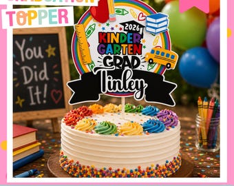 Kindergarten Graduation Cake Topper, Preschool Pre K Graduation Party Decor, Custom Name School Grad Centerpiece, Class of 2026 Keepsake