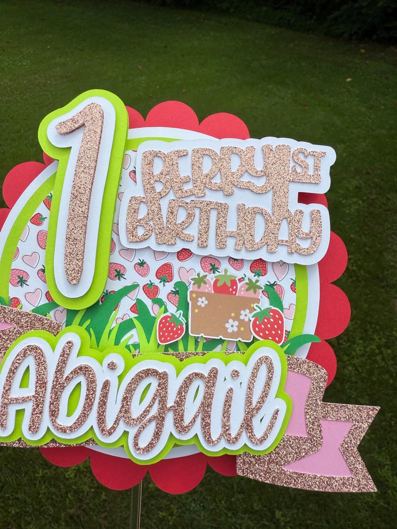Strawberry First Birthday Cake Topper | Berry Sweet | 1st Birthday ...