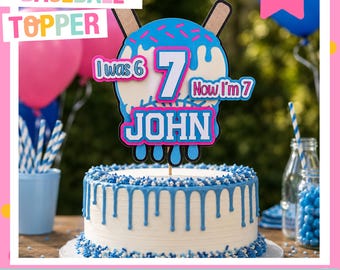 Baseball Drip Birthday Cake Topper  • Personalized • Sports Party Decoration • Custom Ballpark Theme Birthday • Boy Birthday • Baseball