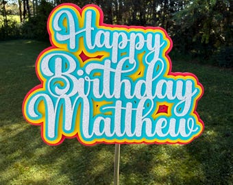 Personalized Glitter Birthday Cake Topper: Custom Party Decoration