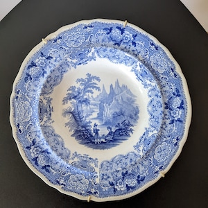 DAVENPORT POTTERY_Art Davenport Blue  Plate_Antique English Georgian Blue And White_best buy_gift ideea