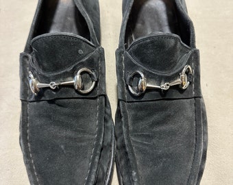 Mocassini vintage Gucci Jordaan / mocassini in camoscio nero / EU 42E / Made in Italy
